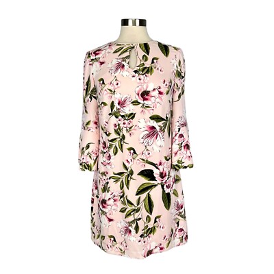 white house black market pink floral dress White House Black Market Womens Pink Floral Petal Sleeve Shift Dress WHBM  size 4