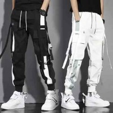 New Men's Casual Hip Hop Pants Trousers Cargo Joggers Streetwear Fashion Pants