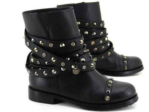 Patrizia Pepe Stiefel Biker Stiefelletten Winter Boots Schuhe Leder G 38 Schwarz - Picture 2 of 12