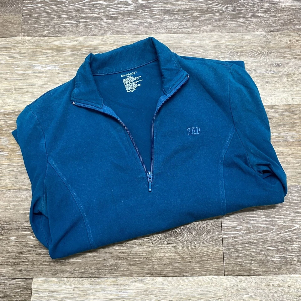 Pulôver feminino GAP 1/4 com zíper gola simulada azul roupa ativa tamanho médio - Imagem 4 de 4