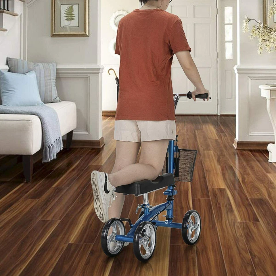Rodilla plegable OasisSpace 2025 tamaño pequeño scooter andador para lesiones en los pies azul Foto 3 de 4