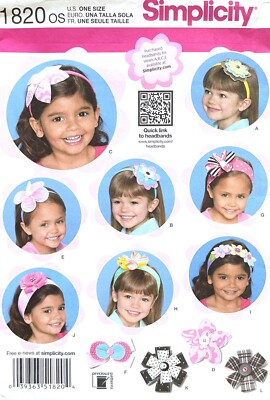 Simplicity Hair Accessories Pattern 1820 UNCUT