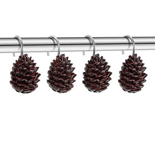 Pinecone Shower Curtain Hooks, Bronze Decorative Shower Curtain Rings, - Picture 1 of 7