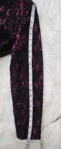 Tuta blazer Albert Nipon Fushia rosa con pizzo nero sovrapposizione peplo gonna taglia 10 - Foto 10 di 16