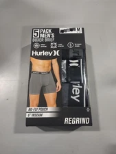 HURLEY 5 PACK MEN'S BOXER BRIEFS - SIZE: MEN M 32-34 - SIZE: MEN M - BLACK/GRAY