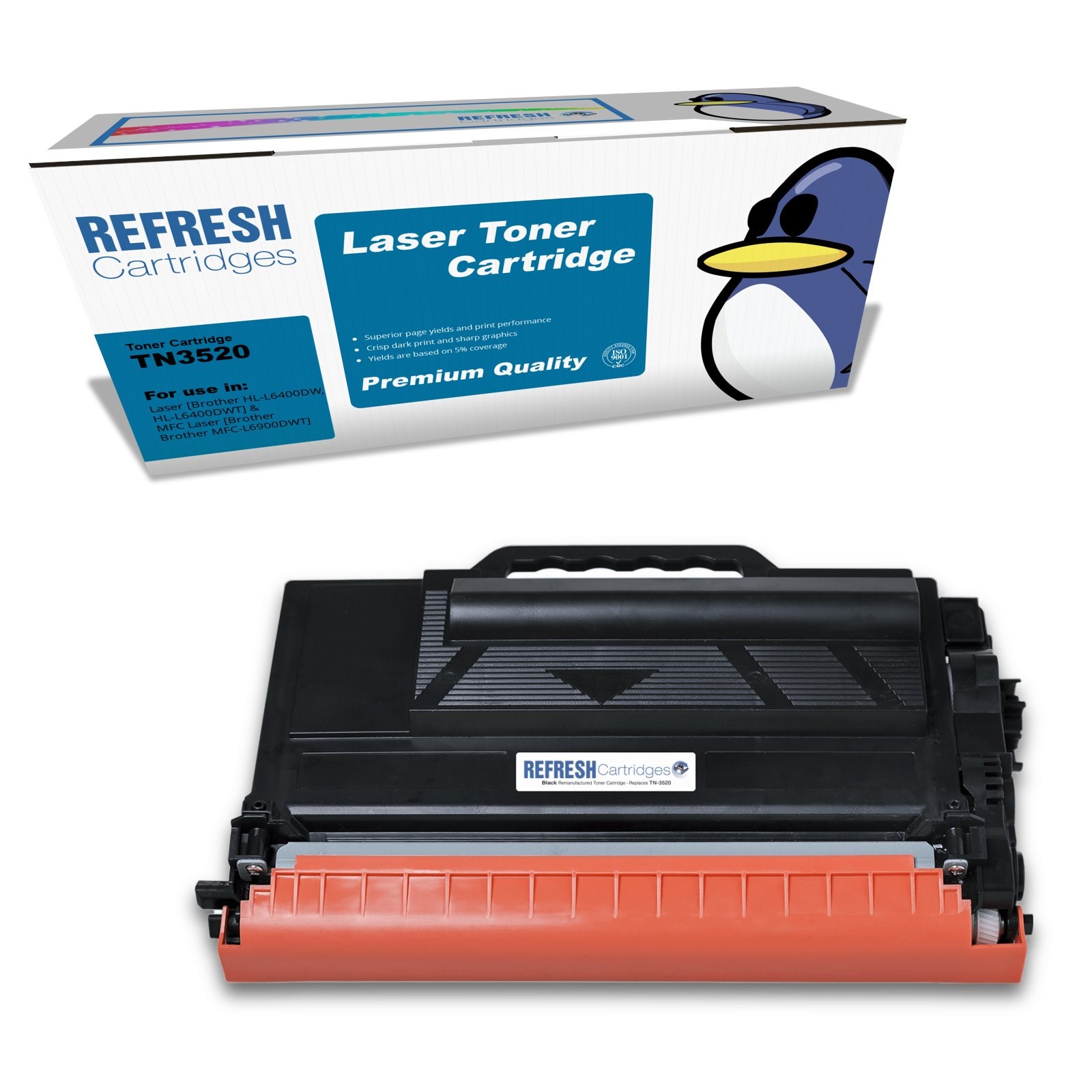 Refresh Cartridges Black TN3520 Toner Compatible With Brother Printers
