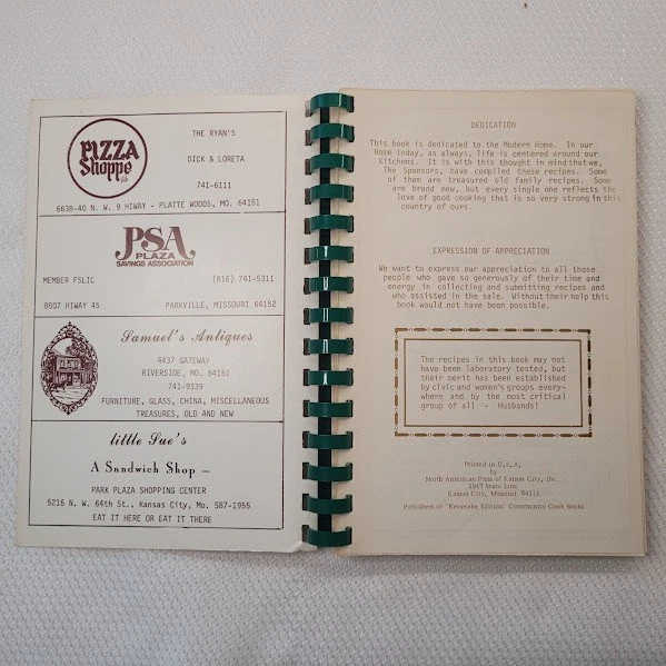 Community Cookbook Parkville Business Professional Women's Club MO Recipes Ads Foto 3 de 4