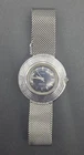 VTG Timex Electric Ladies Watch Silver Tone Mesh Band UFO Blue Dial Works