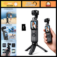 4K Vlogging Camera, 75MP Pocket Digital Camera, 330 Gimbal Lens, WiFi, Tripod