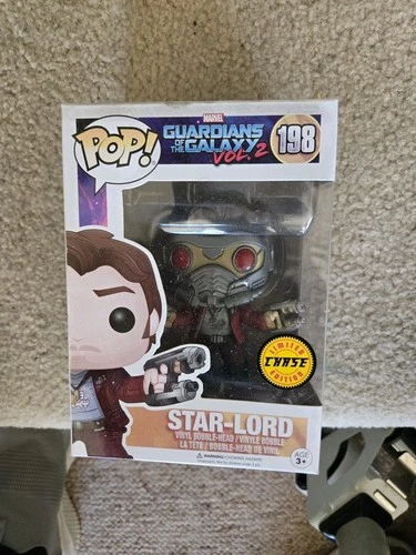 Funko Pop Marvel Star-Lord CHASE #198 Guardians of the Galaxy Vol 2 W/Protector