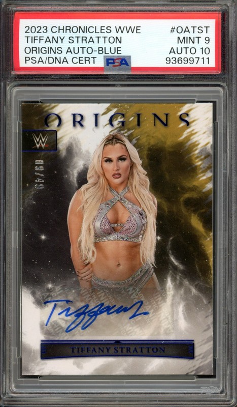 TIFFANY STRATTON 2023 Chronicles WWE Origins Blue AUTO (9/49) PSA 9 MINT 10 AUTO