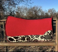 Farmchic Boutique Red Flex Wool Pad W/Black Fleece Barrel Racing Tack