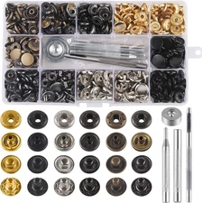 132 Sets Leather Snap Fasteners Kit, MSDADA 12.5 Mm Metal Button Snaps Press Stu