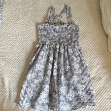 American Eagle Outfitters Women's XS Blue White Gingham Smocked Lined Sundress