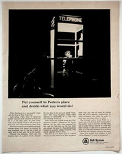 Bell System 1966 Original Vintage Print Ad Telephone Booth Safety