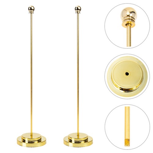 2 Pcs Metal Flagpole Ornaments Advertising Table Stand Work Holder - Picture 8 of 12