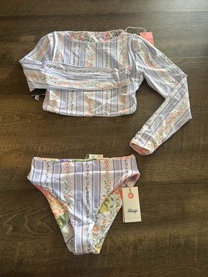 Maaji Women's Reversible Bikini Swimsuit Set Floral Lavender, Size Large