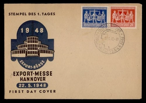 DR WHO 1948 GERMANY FDC HANNOVER EXPORT FAIR CACHET COMBO w29616