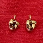 Vintage Monet Gold Tone Interlocking Knot Clip On Earrings Signed .75" Classy — photo 1