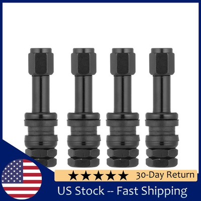 #ad Tire Valve Stem Black 4Pcs High Pressure Flush With Stem Cap Bolt On TR48 Metal $6.77