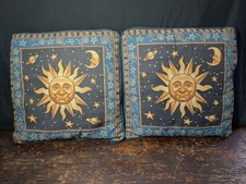 Vtg Pair 90s Celestial Sun Moon Star Tapestry Throw Pillow Whimsigoth Astrology
