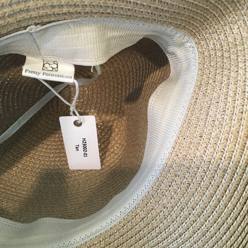 NWT Pretty Persuasions Women’s Big Brim Paper Braid Hat • Tan • Summer Sun Hat • - Picture 3 of 5