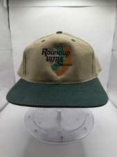 Vintage Roundup Ultra Monsanto Hat Snapback Tan Green Farm Agriculture Promo Cap
