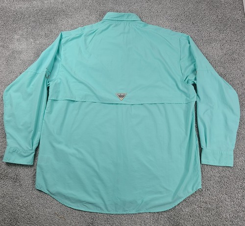 Columbia PFG Omni-Shade Shirt Men's Lg (Read) Aqua Green Long-Slv Vented Fishing - Imagen 11 de 20