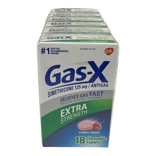 Lot of 6 Gas-X Extra Strength Cherry Creme Chewable Tablets 18 Count Each 5/2026