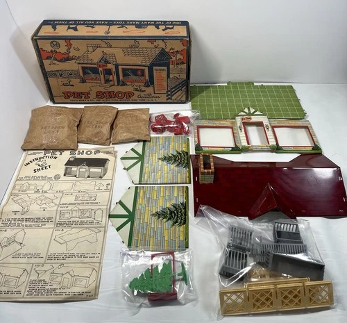 Vintage Louis Marx Tin Litho Toy Pet Shop Accessories And Box Complete Excellent