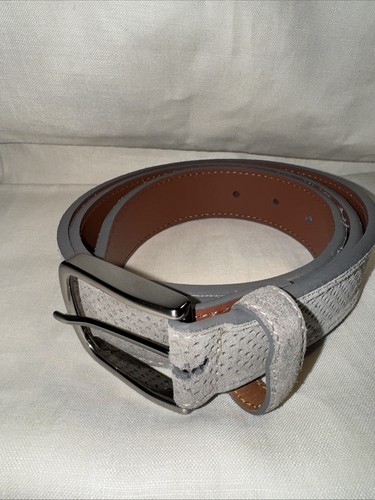 Johnston & Murphy Gray Suede Casual Belt 36 Single Prong