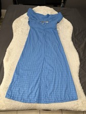 FREE PEOPLE EST NALANI MIDI TIE FRONT CUT OUT Large DRESS BLUE ARROW