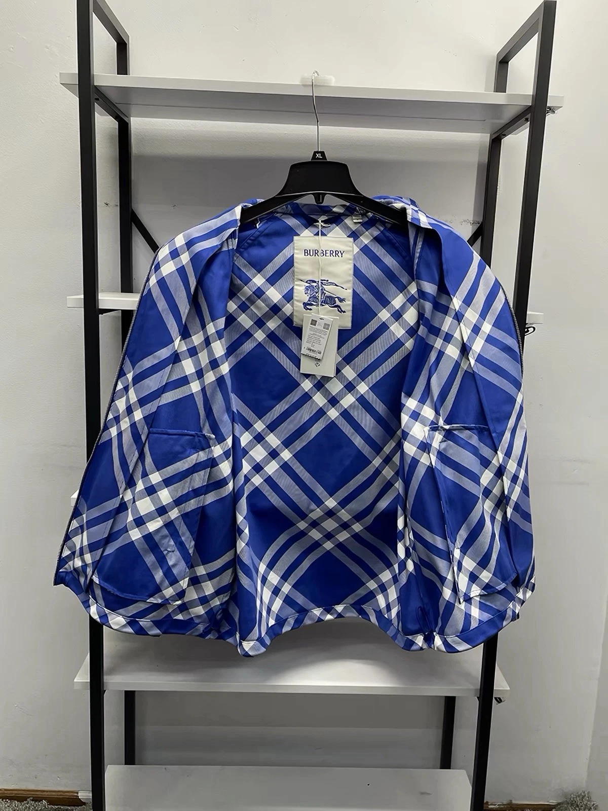 Burberry Jacket Blue Check Hooded (Medium) MSRP $2,350.   image 3