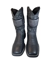 ARIAT Men's Sport Patriot Square Toe Boots Men's Size 8.5D Black Camo Flag NEW