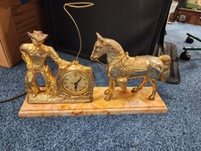 Orologio cowboy e cavallo animato United Lazo vintage funzionante con base in bachelite