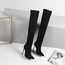 Women's Over Knee Thigh Boots High Stiletto Heel Pointy Toe Stretchy boot Shoes