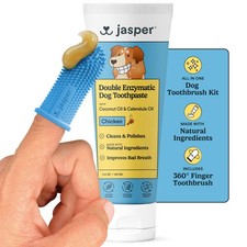 Jasper Dog Tooth Brushing Kit and Dog Toothpaste Chicken Kit 360  Vet Appr...