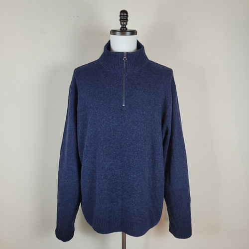 J Crew Pullover Herren XXL Blau Robust Merinowolle Half Zip Freizeit Preppy J7612 - Bild 1 von 11