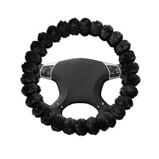 Fluffy Car Steering Wheel Cover 14.5-15 Inches Anti-slip Plush Fuzzy Black
