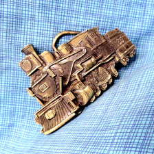 Train Engine 165 Belt Buckle Steam Railroad 3D Cut Out Vintage 80s TGABC .SHY607