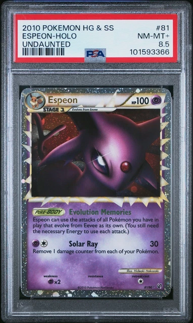 2010 POKEMON HEARTGOLD & SOULSILVER UNDAUNTED #81 ESPEON-HOLO PSA 8.5