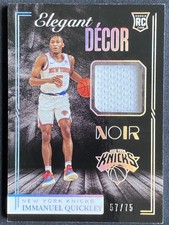 Immanuel Quickley 2020-21 Panini Noir Elegant Decor Materials RC /75 #EDR-IMQ