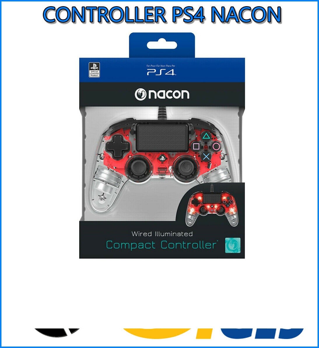 CONTROLLER PS4 NACON WIRED COMPACT COLOR TRASPARENTE LICENZIATO PS4