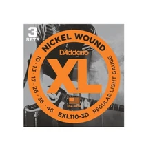 D'Addario EXL110-3D Nickel Wound Electric Guitar Strings, Regular Light, 10-4...