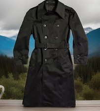Vintage Luxa D'Or Trench Coat Black Dbl Breasted Size 40 Retro Jacket Lined EUC