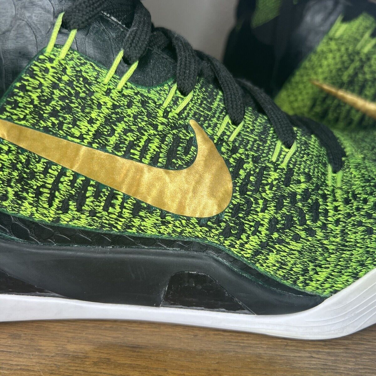 NIKE KOBE IX ELITE VICTORY VOLT GREEN GOLD BLACK WHITE NIKE KOBE IX ELITE VICTORY VOLT GREEN GOLD BLACK WHITE