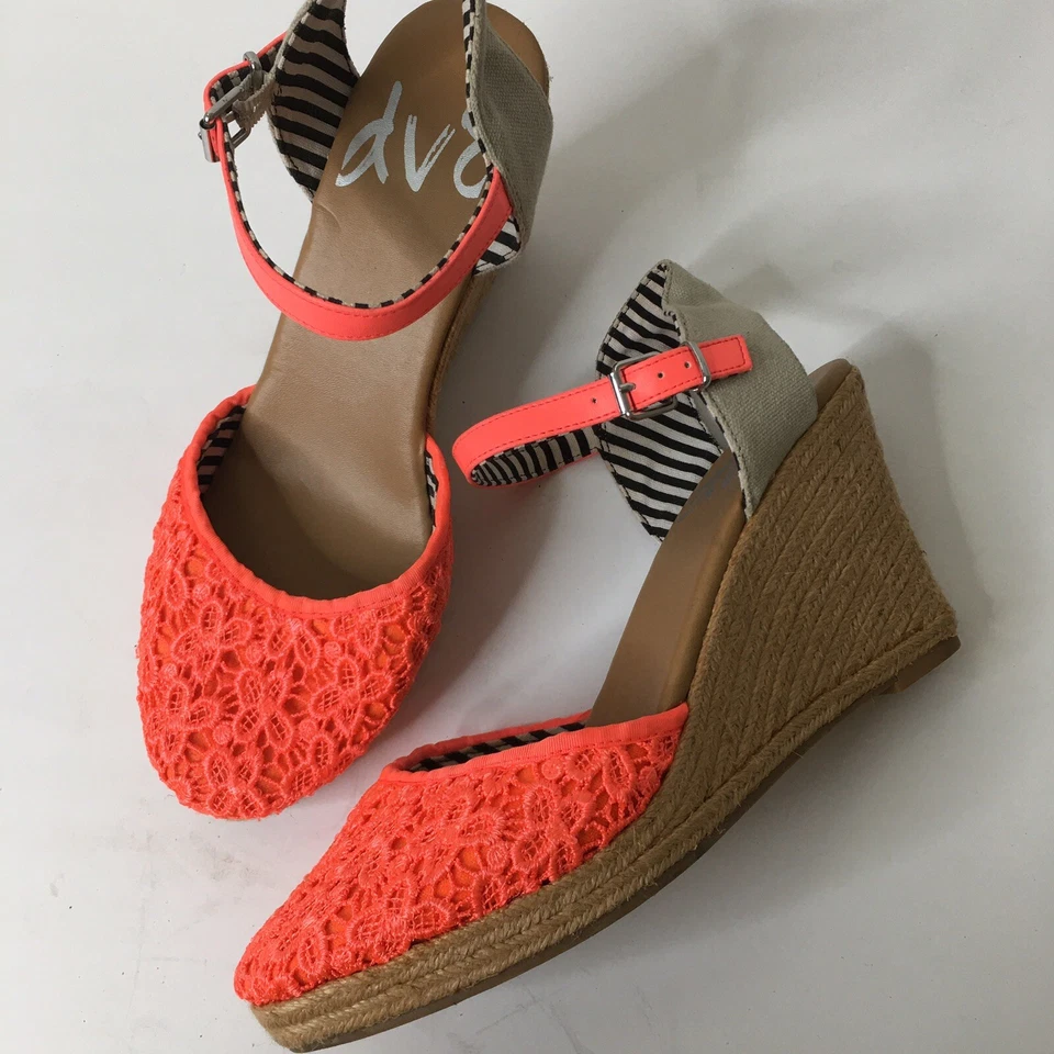 Stitch Fix DV8 Dolce Vita Talla 10 Neón Naranja Encaje Cuña Hebilla de Tobillo Foto 4 de 4