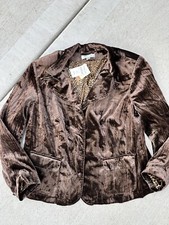 COLDWATER CREEK PXL Brown Velvet Velour Blazer Jacket Coat