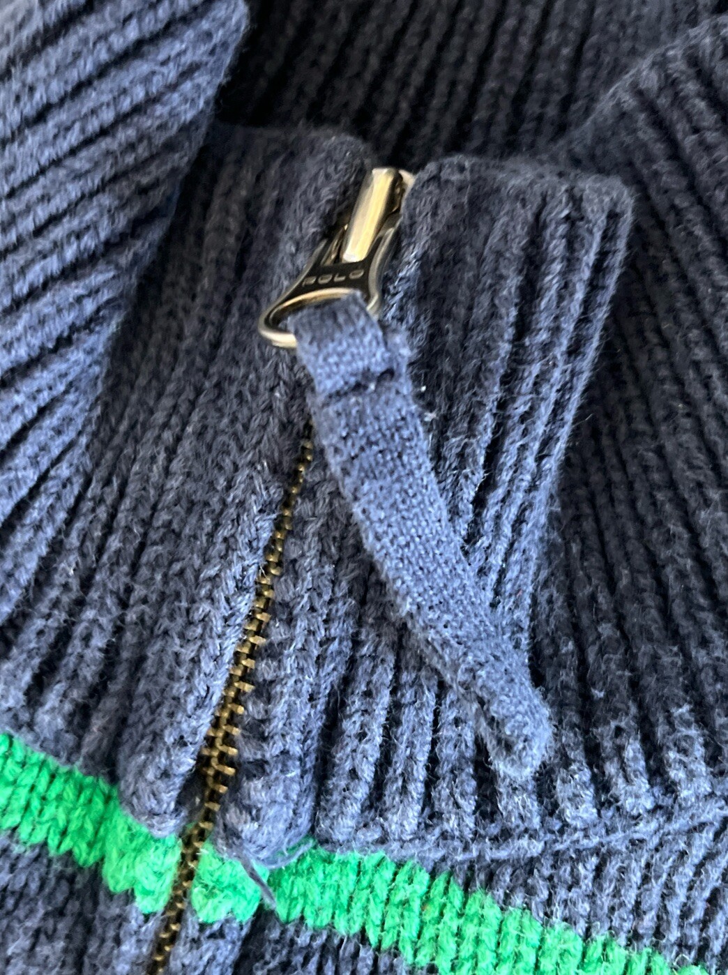 Maglione Ralph Lauren ragazzo taglia L verde blu pony 1 4 zip pullover felpa