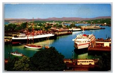 Postcard Victoria BC Harbor Canada American Ferry Chinook Princess Boat Bus Pier
